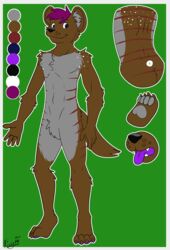  absurd_res anthro biped full-length_portrait hi_res hyena kingdraws male mammal model_sheet open_mouth paws portrait solo spotted_hyena standing 