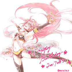  ! artist_name commentary_request cosplay dancer dancing dated female fire_emblem fire_emblem_fates fire_emblem_heroes floating_hair flower hair_flower hair_ornament hairband happy_birthday insarability long_hair midriff navel official_alternate_costume olivia_(fire_emblem) olivia_(fire_emblem)_(cosplay) open_mouth pink_hair purple_eyes simple_background soleil_(fire_emblem) solo teeth very_long_hair white_background 