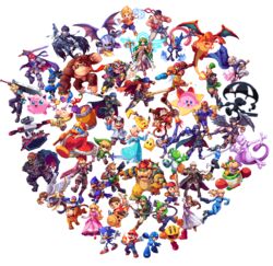  6+boys 6+girls abysswolf animal animal_crossing arm_cannon armor assault_visor barefoot bayonetta bayonetta_(series) bayonetta_2 bird black_hair blonde_hair blue_eyes blue_pikmin bodysuit bow_(weapon) bowser bowser_jr. bracer canine captain_falcon charizard cloud_strife colored_skin commentary_request corrin_(fire_emblem) corrin_(male)_(fire_emblem) crown dark_pit diddy_kong dog_(duck_hunt) donkey_kong donkey_kong_(series) donkey_kong_country dr._mario dr._mario_(game) dress dual_persona duck duck_(duck_hunt) duck_hunt earrings everyone f-zero falco_lombardi family_computer_robot final_fantasy final_fantasy_vii fire fire_emblem fire_emblem:_mystery_of_the_emblem fire_emblem:_path_of_radiance fire_emblem:_radiant_dawn fire_emblem:_shadow_dragon_and_the_blade_of_light fire_emblem:_the_binding_blade fire_emblem_awakening fire_emblem_fates flame-tipped_tail fox_mccloud galaxia_(sword) game_&amp;_watch ganondorf green_hair green_skin green_visor greninja grey_skin gun hair_ornament handgun hat helmet holding holding_gun holding_sword holding_weapon ike_(fire_emblem) jewelry jigglypuff junior_clown_car kid_icarus kid_icarus_uprising king_dedede kirby kirby_(series) left-handed link little_mac long_hair looking_at_viewer lucario lucas_(mother_3) lucina_(fire_emblem) luigi luma_(mario) mario mario_(series) marth_(fire_emblem) mega_man_(character) mega_man_(classic) mega_man_(series) meta_knight metroid mewtwo mole mole_under_mouth monkey mother_(game) mother_2 mother_3 motor_vehicle motorcycle mr._game_&amp;_watch multiple_boys multiple_girls ness_(mother_2) nintendo olimar pac-man pac-man_(game) palutena paralyzer pikachu pikmin_(creature) pikmin_(series) pit_(kid_icarus) pixel_art pokemon pokemon_(creature) pokemon_(game) ponytail princess_peach princess_zelda punch-out!! purple_pikmin red_hair red_pikmin robin_(fire_emblem) robin_(male)_(fire_emblem) rosalina roy_(fire_emblem) ryu_(street_fighter) samus_aran sheik shulk_(xenoblade) sonic_(series) sonic_the_hedgehog star_fox stethoscope street_fighter super_mario_galaxy super_smash_bros. sword the_legend_of_zelda the_legend_of_zelda:_ocarina_of_time the_legend_of_zelda:_twilight_princess toon_link transparent_background varia_suit villager_(animal_crossing) wario warioware warp_star weapon white_pikmin wii_fit wii_fit_trainer wii_fit_trainer_(female) winged_pikmin wings xenoblade_chronicles_(series) xenoblade_chronicles_1 yellow_pikmin yoshi zero_suit 