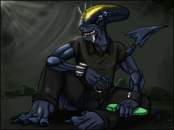  alien blue_skin piercings tail tyrranax_hawk vladimir xenomorph 