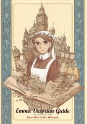  artist_name book brown_hair building carriage cover cover_page cup doily elizabeth_tower emma_(victorian_romance_emma) european_architecture female flower glasses gloves hair_up hat highres ink leaf light_smile london maid maid_headdress mori_kaoru newspaper official_art open_book paper photo_(object) pocket_watch rose scan scissors sepia smoking_pipe tea teacup top_hat traditional_media upside-down victorian victorian_romance_emma watch white_flower white_gloves white_rose 