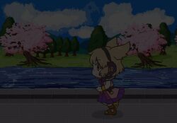  animated animated chibi female gimicalmas running touhou toyosatomimi_no_miko tree 