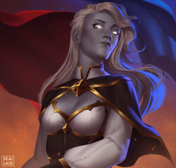  absurdres blonde_hair calia_menethil colored_skin female glowing glowing_eyes gold_trim grey_skin highres human_(warcraft) priest_(warcraft) undead warcraft world_of_warcraft yar_shiyan 