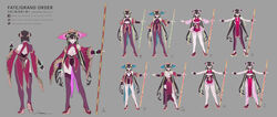  asymmetrical_clothes braid breasts brown_hair center_opening cleavage concept_art detached_sleeves dress fate/grand_order fate_(series) female gold_trim grin hair_between_eyes hair_ornament hairband highleg highres ichimegasa large_breasts loiza long_hair multiple_braids multiple_views pantyhose purple_pantyhose red_dress single_pantsleg single_thighhigh smile staff thighhighs very_long_hair wide_sleeves xuangzang_sanzang_(dancing_on_lotus_blossom)_(fate) xuangzang_sanzang_(fate) yellow_eyes 