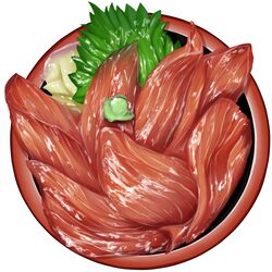  bad_id bad_pixiv_id bowl fish_(food) food food_focus ginger_root lowres meat no_humans original realistic sashimi simple_background still_life sudou_noboru vegetable wasabi 