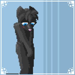  1:1 2017 andromorph_(lore) animated anthro arm_tuft biped black_body black_fur black_hair blue_background blue_eyes blush border covering covering_crotch digital_media_(artwork) domestic_cat ears_back embarrassed felid feline felis femboy front_view fur gabriel_gatto giik hair half-closed_eyes heart_symbol icon looking_down looking_up loop low_res mammal narrowed_eyes nude pink_nose pivoted_ears pixel_(artwork) pixel_animation portrait short_playtime shoulder_tuft shy simple_background slim solo speech_bubble standing tail tail_motion tailwag three-quarter_portrait thumbnail tuft 