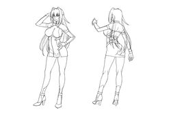  annerose_vajra arm_at_side ass back bodysuit bodysuit_under_clothes breasts closed_mouth concept_art dress female from_behind greyscale hair_between_eyes hair_intakes hand_on_own_hip hand_up high_heels kiyota_takeichi kneepits koutetsu_no_majo_annerose large_breasts legs light_smile line_art long_hair long_sleeves monochrome multiple_views pointy_ears reference_sheet shoes short_dress side_slit sideboob simple_background smile straight_hair strappy_heels turnaround turtleneck very_long_hair zipper zipper_pull_tab 