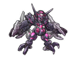  chibi clenched_hands dark_persona extra_eyes g-else gundam gundam_build_divers gundam_build_divers_break kubotami looking_down mecha no_humans pink_eyes robot solo white_background 