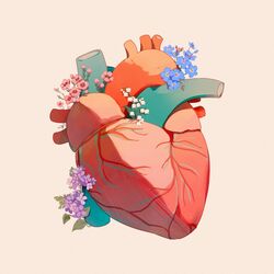  anatomy beige_background blood_vessels blue_flower bud flower forget-me-not_(flower) heart_(organ) jauni_(tofublock) lilac lily_of_the_valley no_humans original pink_flower plant purple_flower sidelighting simple_background textless_version veins wax_flower white_flower 