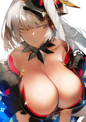  black_dress black_neckwear breasts cleavage closed_mouth dress duplicate expressionless fate/grand_order fate_(series) female hair_ornament highres huge_breasts jewelry large_breasts long_hair looking_at_viewer marie_antoinette_(alter)_(fate) marie_antoinette_(alter)_(third_ascension)_(fate) marie_antoinette_(fate) necklace nishiide_kengorou pixel-perfect_duplicate ponytail side_ponytail simple_background solo upper_body very_long_hair white_background white_hair yellow_eyes 