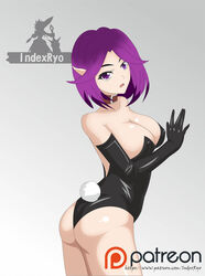  1girls 2d bunny_outfit elf indexryo paladins purple_hair skye_(paladins) solo 