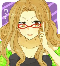  brown_eyes brown_hair commentary_request evergreen_(fairy_tail) fairy_tail female glasses long_hair natsu_(natu4010) solo 