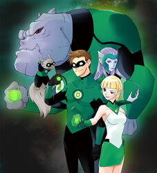  alien arisia_rrab blonde_hair bodysuit boodikka brown_hair ch&#039;p character_request dc_comics domino_mask female gloves green_gloves green_lantern green_lantern_(first_flight) green_lantern_(series) hal_jordan headdress jewelry kilowog long_hair male mask miniskirt multiple_boys multiple_girls pointy_ears purple_eyes purple_hair purple_skin ring short_hair skin_tight skirt squirrel totoya 