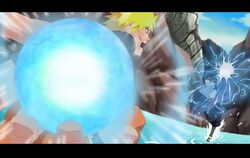  blood chidori highres naruto rasengan uchiha_sasuke uzumaki_naruto water 