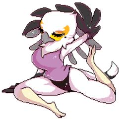  1:1 2018 accipitriform aggretsuko alpha_channel avian beak bird breasts closed_eyes clothed clothing digital_media_(artwork) female fluffy full-length_portrait lezified low_res mermaid_pose non-mammal_breasts pantsless pixel_(artwork) portrait sanrio secretary_bird secretary_washimi solo spreading thumbnail underwear yoga 