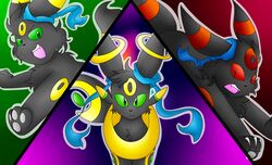  ambiguous_gender black_body black_fur duskyumbreon eeveelution feral fur generation_2_pokemon green_sclera hi_res nintendo open_mouth pokemon pokemon_(species) red_sclera solo umbreon 