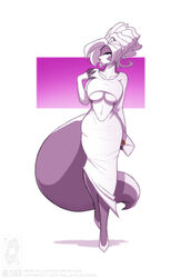  anthro belly_cutout big_breasts blue_eyes breasts chloe_sinclaire cleavage clothed clothing conditional_dnp cutout dress envelope female fur green_eyes grey_body grey_fur hair huge_breasts jollyjack mammal mephitid multicolored_body multicolored_fur simple_background skunk solo two_tone_body two_tone_fur under_boob white_body white_fur white_hair 