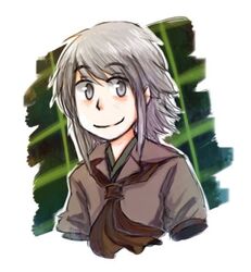  1other androgynous bow brown_coat coat commentary_request gap_(touhou) grey_eyes grey_hair houlen_yabusame image_sample len&#039;en lowres neckerchief other_focus short_hair short_hair_with_long_locks smile solo tumblr_sample yamanoskk 