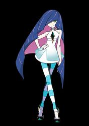  bare_arms bare_shoulders black_background blue_leggings colored_inner_hair cosplay crossed_legs diamond_(shape) dress female gem green_eyes green_gemstone hair_over_one_eye hand_on_own_hip high_heels jpeg_artifacts leggings long_hair looking_at_viewer lusamine_(pokemon) multicolored_clothes multicolored_dress multicolored_hair multicolored_legwear official_art panty_&amp;_stocking_with_garterbelt pink_hair pokemon pokemon_sm purple_hair see-through short_dress sleeveless sleeveless_dress smile solo standing stocking_(psg) stocking_(psg)_(cosplay) striped striped_leggings take_(illustrator) third-party_edit two-tone_hair two-tone_legwear very_long_hair watson_cross white_leggings 