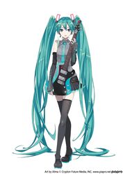  absurdly_long_hair absurdres aqua_eyes aqua_hair aqua_nails aqua_necktie bare_shoulders black_skirt black_sleeves black_thighhighs boots commentary crossed_legs crypton_future_media detached_sleeves electric_guitar esp_guitars esp_stream-miku-custom female full_body grey_shirt guitar hair_ornament hatsune_miku hatsune_miku_(vocaloid4) headphones headset high_heels highres holding holding_instrument instrument ixima long_hair looking_at_viewer miniskirt nail_polish necktie official_art parted_lips piapro pleated_skirt promotional_art shirt simple_background skindentation skirt sleeveless sleeveless_shirt sleeves_past_wrists solo standing thigh_boots thighhighs twintails v4x very_long_hair vocaloid white_background zettai_ryouiki 