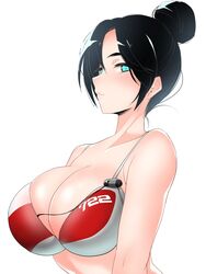  adapted_costume animification apex_legends bare_shoulders bikini black_hair breasts cleavage collarbone commentary_request female hair_bun highres large_breasts light_smile long_hair looking_at_viewer looking_to_the_side multicolored_bikini multicolored_clothes quarantine_722_wraith red_bikini short_hair simple_background single_hair_bun solo swimsuit uzura_kazuhisa white_background white_bikini wraith_(apex_legends) 