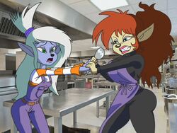  4:3 argument canid clothed clothing duo fairy female flora_(sonic_underground) hair kitchen mammal mindy_latour orange_hair redraw sega sonic_the_hedgehog_(series) sonic_underground stock_image tamers12345&#039;s_sonic_underground white_hair wyerframez 