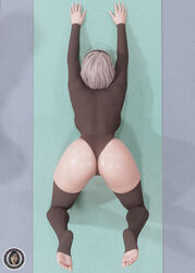  3d barefoot big_ass big_breasts big_butt big_thighs blue_eyes clothed clothed_female clothing feet female full_color gym gym_clothes gym_uniform image image_set nier:_automata no_penetration short_hair soles stirrup_legwear toeless_legwear toes trsensualstudio watermark wet wet_body wet_skin white_hair yoga yoga_mat yoga_pose yorha_2b 