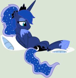  alicorn blue_fur blue_hair cutie_mark equine evilfrenzy female feral friendship_is_magic fur hair horn horse mammal my_little_pony pillow pony pregnant princess_luna_(mlp) smile solo teal_eyes tiara wings 