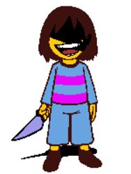  1other androgynous animated animated artist_request brown_hair chara_(undertale) commentary dark_persona english_commentary frisk_(undertale) full_body laughing looping_animation lowres mousou_dairinin parody pixel_art shounen_bat solo spoilers transparent_background undertale 