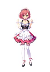  ahoge ameto_yuki ankle_ribbon blush bow collar doumyouji_moemi dress female female frilled_skirt frills full_body hair_ornament hairpin hooksoft lace lace_trim looking_at_viewer mary_janes official_art pure_x_connect red_hair ribbon shiny_skin short_hair skirt smee solo standing straight_hair thighhighs transparent_background transparent_png waitress waitress_uniform white_legwear yellow_eyes zettai_ryouiki 