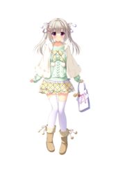  ameto_yuki female female full_body grey_hair hooksoft looking_at_viewer official_art pink_eyes pure_x_connect shinozaki_ayumi_(pure_x_connect) smee solo standing transparent_background transparent_png 