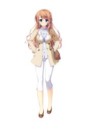  ameto_yuki brown_hair female female full_body green_eyes hooksoft looking_at_viewer makihara_shiho_(pure_x_connect) official_art pure_x_connect smee solo standing transparent_background transparent_png 