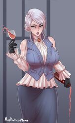  1girls aestheticc-meme breasts busty clothed drunk female female_only glass gloves half-closed_eyes human lipstick milf rwby solo text thick_thighs watermark white_hair wide_hips willow_schnee wine_bottle wine_glass 