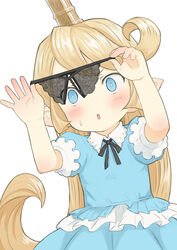  :o black_panties blonde_hair blue_eyes blue_shirt blue_skirt blush charlotta_(granblue_fantasy) commentary_request crotchless crotchless_panties female frilled_shirt frills granblue_fantasy harvin holding holding_clothes holding_panties holding_underwear long_hair open_mouth panties pointy_ears puffy_short_sleeves puffy_sleeves shirt short_sleeves simple_background skirt solo sweatdrop underwear very_long_hair walkalone white_background 