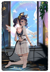  animal_ears ass itoucon mecha_musume pantsu see_through tail thighhighs wings 