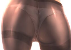  ass ass_focus close-up commentary_request contrapposto crotch_seam female from_behind fukuroumori highres hip_focus original panties panties_under_pantyhose pantyhose shiny_clothes simple_background skindentation solo thighband_pantyhose underwear white_background white_panties 