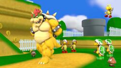  16:9 anthro bowser cloud cobaltapple collar digital_media_(artwork) fire_bro goomba group hammer_bro hands_behind_back hi_res horn koopa koopa_paratroopa koopa_troopa male mammal mario_bros muscular nintendo open_mouth outside reptile scalie sky spikes teeth walking widescreen 