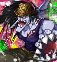  1boy arlong black-mamba black_hair hat highres male male_focus monster_boy one_piece pirate sharp_teeth solo tattoo 