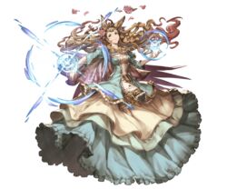  animal_ears brown_eyes cape dress erune female flower frills full_body gold_trim granblue_fantasy hair_flower hair_ornament horse_ears horse_girl jewelry juliet_sleeves light_brown_hair long_hair long_sleeves looking_at_viewer minaba_hideo mishra official_art puffy_sleeves smile solo transparent_background 