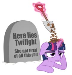  2015 absurd_res buried_alive dialogue english_text equid equine female feral friendship_is_magic grave hair hasbro hi_res horn mammal multicolored_hair my_little_pony mythological_creature mythological_equine mythology purple_eyes purple_hair shovel simple_background solo spade_(disambiguation) text tools twilight_sparkle_(mlp) two_tone_hair unicorn white_background zutheskunk 