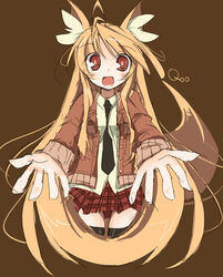  animal_ears bad_id bad_pixiv_id blush endou_chihiro female fox_ears fox_tail highres long_hair looking_at_viewer open_mouth original skirt solo tail 