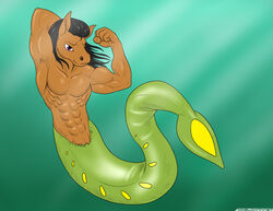  2015 aaron_(undertale) abs absurd_res anthro biceps equid equine fish hi_res horse hybrid immelmann male mammal marine muscular muscular_anthro muscular_male pecs solo undertale undertale_(series) 