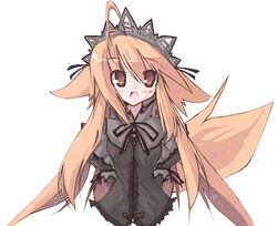  animal_ears bad_id bad_pixiv_id breasts endou_chihiro female fox_ears fox_tail long_hair looking_at_viewer maid medium_breasts open_mouth original simple_background smile solo tail white_background 