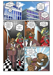 anthro background_shot base_two_layout blockage_(layout) canid canine canis checkered checkered_floor chochi cigar comic dialogue digital_media_(artwork) domestic_dog duo english_honorific english_text engrish establishing_panel eyewear female floor four_frame_image glasses honorific horizontal_blockage lovely_pets male mammal name_drop name_in_dialogue number pointy_speech_bubble polygonal_speech_bubble smoking source_request speech_bubble text time_period vertical_blockage