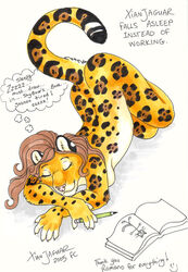 2005 anthro back_groove breasts brown_hair caption closed_eyes creating_art dated drawing ellipsis english_text felid female fingerless_(marking) hair holding_object holding_pencil holding_writing_utensil inner_ear_fluff inner_monologue jaguar long_day_at_work mammal marker_(artwork) medium_breasts mixed_media nude pantherine pen_(artwork) pencil_(object) side_boob signature sketchbook sleep_fetish sleeping solo sound_effects stick_figure tail text thought_bubble tired traditional_media_(artwork) tuft vowelless vowelless_sound_effect writing_utensil xianjaguar xianjaguar_(character) year zzz