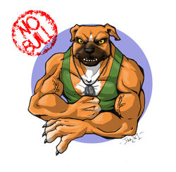 anthro bulldog canid canine canis clothing dog_tags domestic_dog english_bulldog grumpy jax_the_bat male mammal mastiff molosser muscular muscular_anthro muscular_male shirt solo tank_top topwear