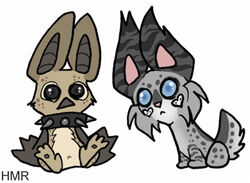 bat black_eyes blue_eyes collar duo felid feline female feral grimmorph_(character) heart_symbol leaf-nosed_bat low_res lynx mammal microbat spiked_collar spikes tail wings yangochiropteran zeriara