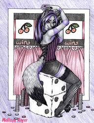 alternative_fashion anthro canid canine canis clothing corset dipstick_tail female fishnet_clothing goth legwear lingerie mammal markings rhythm-runner solo stockings tail tail_markings topwear wolf wolfen