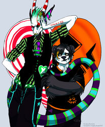 alternative_fashion angie_(disambiguation) anthro bear candyjack clothed clothing dragon duo ear_piercing facial_markings facial_piercing front_view giant_panda glamfur halloween head_markings holidays hybrid j-fashion larger_male male mammal markings mythological_creature mythological_scalie mythology neon nose_piercing nose_ring panda_dox piercing ring_piercing scalie septum_piercing size_difference smaller_male sparklefur stripes tail unknown_artist visual_kei