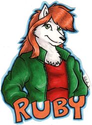  2011 anthro black_nose breasts brown_hair canid canine canis cheek_tuft clothed clothing code_name:_hunter domestic_dog facial_tuft female fur green_eyes hair hollyann mammal ruby_pyrenees solo tuft white_body white_fur 